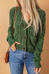 Mixed Knit Button Down Cardigan with Pockets - Shah S. Sahota