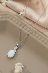 Opal Oval Pendant Chain Necklace - Shah S. Sahota