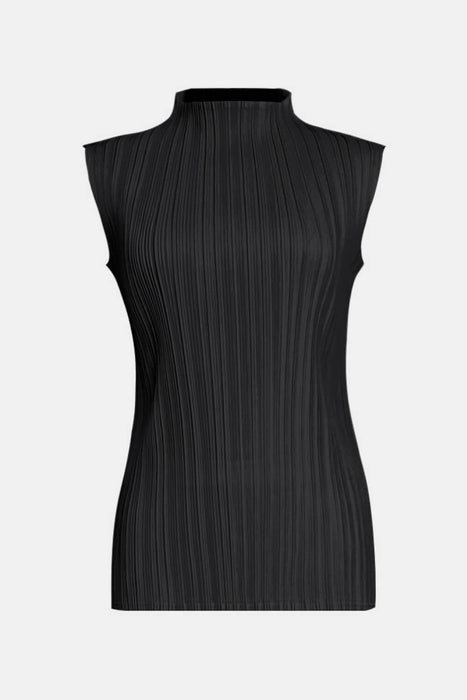 Accordion Pleated Mock Neck Sleeveless Top - Shah S. Sahota