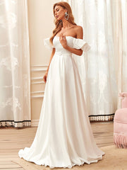 Gorgeous A Line Wedding Dresses With Short Puff Sleeves - Shah S. Sahota