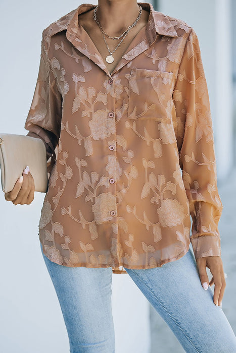 Textured Collared Neck Curved Hem Shirt - Shah S. Sahota