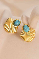 Turquoise 18K Gold Plated Stud Earrings