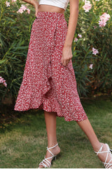 Ditsy Floral Asymmetrical Ruffled Skirt - Shah S. Sahota