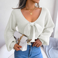 Tie-Front Rib-Knit Cropped Sweater - Shah S. Sahota