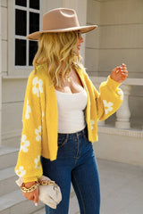 Floral Open Front Fuzzy Cardigan - Shah S. Sahota