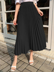 A-Line High Waisted Pleated Solid Color Skirts Bottoms