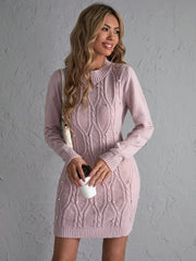 Solid Pearls Detail Sweater Dress