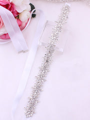 1pc New Arrival Satin Ribbon Belt Bridal Full Rhinestone Waistband Luxuriant Bridal Sash For Wedding Party Elegant