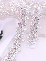 1pc New Arrival Satin Ribbon Belt Bridal Full Rhinestone Waistband Luxuriant Bridal Sash For Wedding Party Elegant
