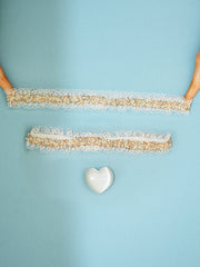 Rhinestone & Faux Pearl Decor Bridal Thigh Belt Garter