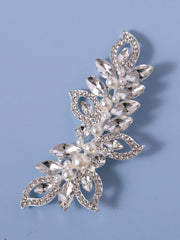Rhinestone & Faux Pearl Decor Bridal Hair Clip Elegant