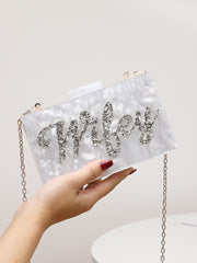 Luxury Glamorous, Elegant, Exquisite, Quiet Luxury Letter Graphic Chain Square Bag Square Bag For Lady, Woman, For Party Girl, Bride Perfect for Party, Wedding, Prom, Dinner/Banquet, Dinner/Banquet, Best Gift For Women Mom Teacher Friend Bridesmaid
