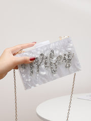Luxury Glamorous, Elegant, Exquisite, Quiet Luxury Letter Graphic Chain Square Bag Square Bag For Lady, Woman, For Party Girl, Bride Perfect for Party, Wedding, Prom, Dinner/Banquet, Dinner/Banquet, Best Gift For Women Mom Teacher Friend Bridesmaid