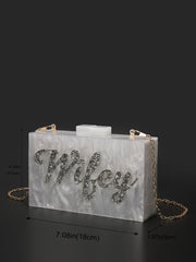 Luxury Glamorous, Elegant, Exquisite, Quiet Luxury Letter Graphic Chain Square Bag Square Bag For Lady, Woman, For Party Girl, Bride Perfect for Party, Wedding, Prom, Dinner/Banquet, Dinner/Banquet, Best Gift For Women Mom Teacher Friend Bridesmaid
