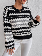 Color Block Drop Shoulder Sweater