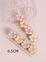 2pcs Rhinestone Detail Flower Decor Alligator Hair Clip Cute