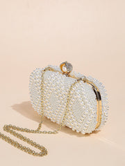 Mini Double-sided Pearl Beaded Clutch