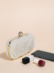Mini Double-sided Pearl Beaded Clutch