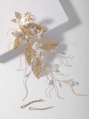 Flower & Leaf Decor Bridal Hair Clip Elegant Tiaras