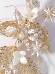 Flower & Leaf Decor Bridal Hair Clip Elegant Tiaras