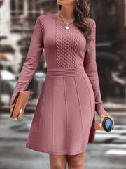 Cable Knit Seam Detail Sweater Dress