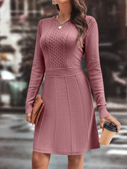 Cable Knit Seam Detail Sweater Dress