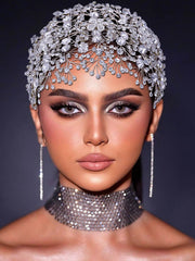 Rhinestone Decor Bridal Headwear & Drop Earrings Royal Tiaras