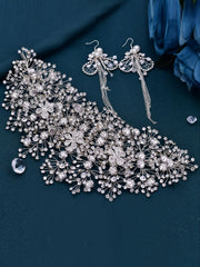 Rhinestone Decor Bridal Headwear & Drop Earrings Royal Tiaras