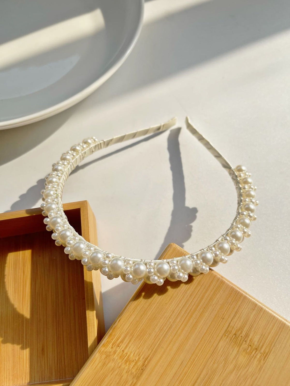 Faux Pearl Decor Headband Elegant Tiaras