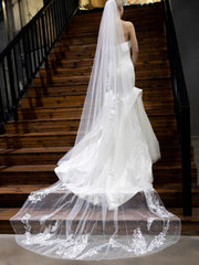 Flower Embroidered Bridal long Veil
