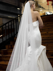 Flower Embroidered Bridal long Veil
