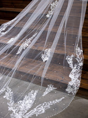 Flower Embroidered Bridal long Veil