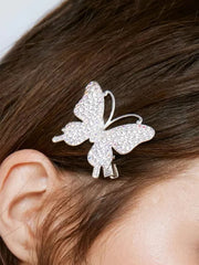 2pcs Rhinestone Butterfly Decor Alligator Hair Clip Royal