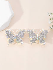 2pcs Rhinestone Butterfly Decor Alligator Hair Clip Royal