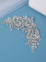1pc Silver & White Rhinestone Decor Handmade Bridal Headband Hair Accessory Elegant Royal