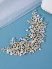 1pc Silver & White Rhinestone Decor Handmade Bridal Headband Hair Accessory Elegant Royal