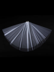 1pc Women Solid Layered Romantic Style Bridal Veil With Hair Comb