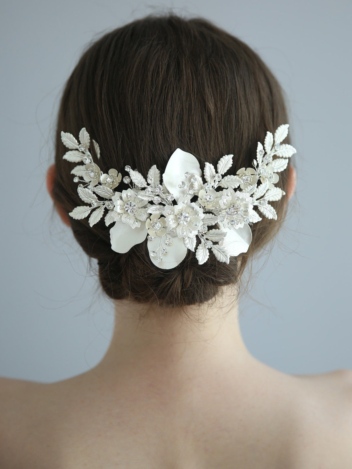 Flower & Rhinestone Decor Bridal Hair Comb Elegant Tiaras