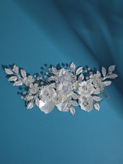 Flower & Rhinestone Decor Bridal Hair Comb Elegant Tiaras