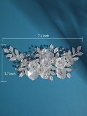 Flower & Rhinestone Decor Bridal Hair Comb Elegant Tiaras