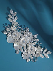 Flower & Rhinestone Decor Bridal Hair Comb Elegant Tiaras