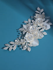 Flower & Rhinestone Decor Bridal Hair Comb Elegant Tiaras
