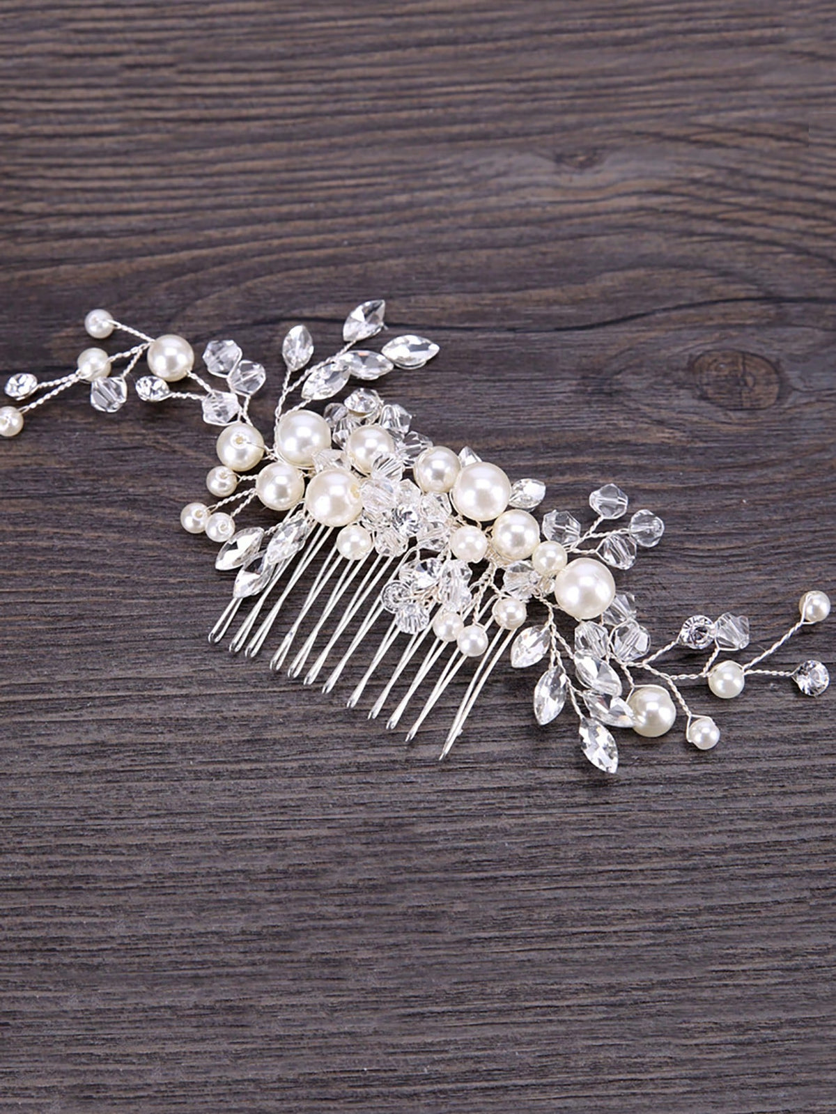 Faux Pearl Decor Bridal Hair Comb Elegant Tiaras