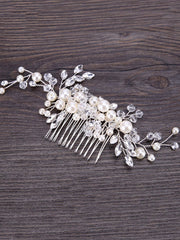 Faux Pearl Decor Bridal Hair Comb Elegant Tiaras