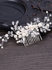 Faux Pearl Decor Bridal Hair Comb Elegant Tiaras