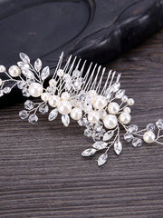Faux Pearl Decor Bridal Hair Comb Elegant Tiaras