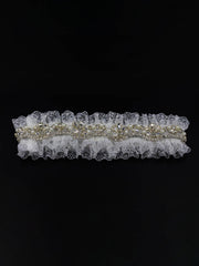 1pc Women Rhinestone & Faux Pearl Decor Lace Trim Fashionable Bridal Garter Belt For Wedding Party