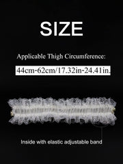 1pc Women Rhinestone & Faux Pearl Decor Lace Trim Fashionable Bridal Garter Belt For Wedding Party