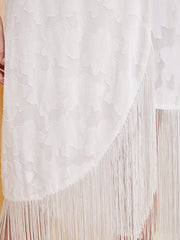 One Shoulder Fringe Hem Lace  Dress