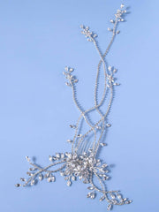 1pc Women Rhinestone & Flower Decor Fashionable Bridal Hair Comb For Wedding Party Elegant Boho Tiaras
